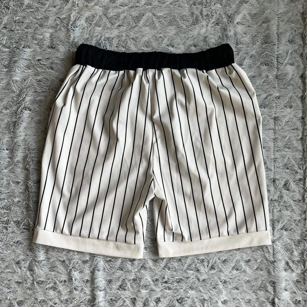 🇺🇸Men Striped And Letter Graphic Drawstring Waist Track Shorts